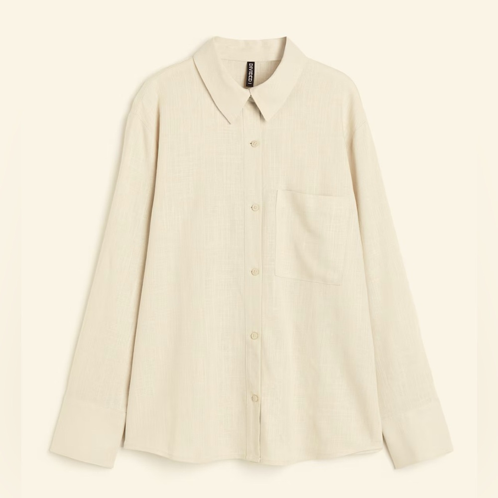 H&M Cream Button-Down Long-Sleeve Shirt